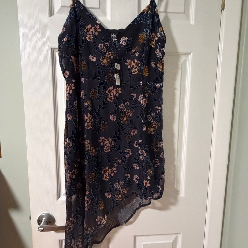 Lulus Black Floral Velvet Asymmetrical Dress - Picture 2 of 4